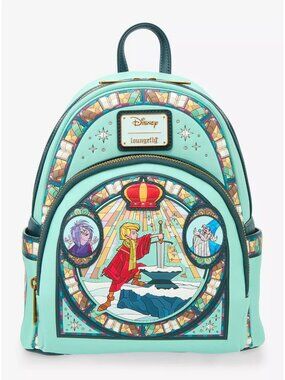 Loungefly Disney The Sword in the Stone Stained Glass Portrait Mini Backpack new